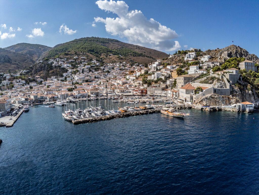 Hydra island main town with Spiridakos Sailing Greek island cruises from Athens