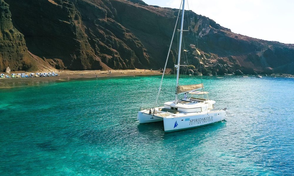 Santorini Sailing Lagoon Catamaran Cruise Ref Beach