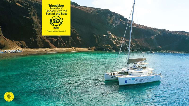 Spiridakos Sailing Cruises celebrates 10K reviews and being named #1 experience in Greece for 2025, for its Santorini cruises.